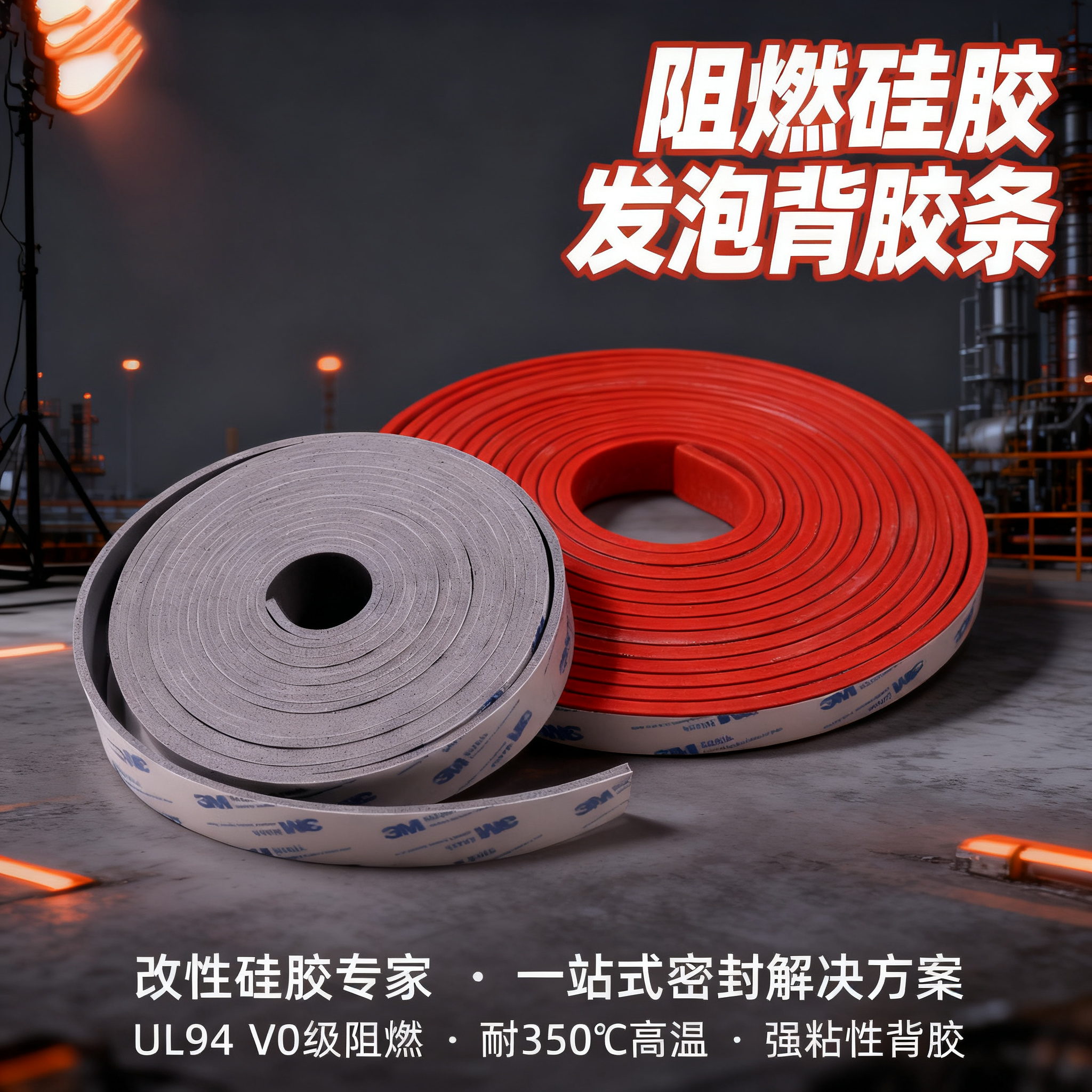 阻燃硅胶发泡背胶条
