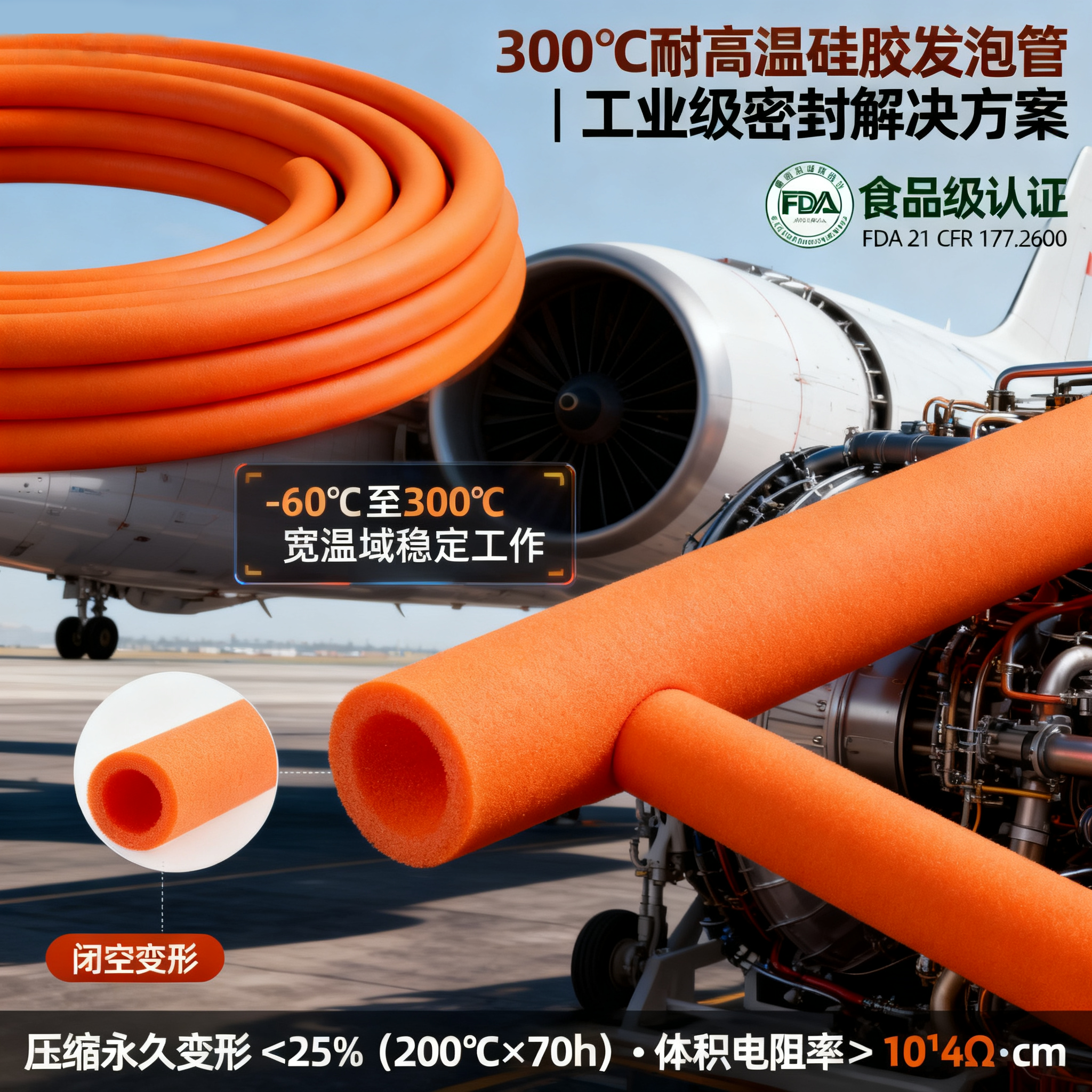 300度高温硅胶发泡管